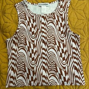 Cotton Emporium Brown and White Women's Top